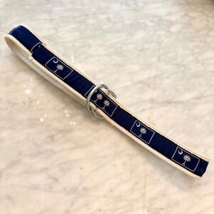 Moon Shine Canvas Belt Navy‎ Blue South Carolina Palmetto D Ring Sz Large Preppy